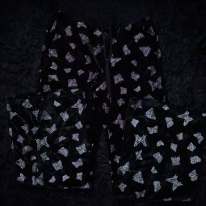 y2k velour butterfly pants